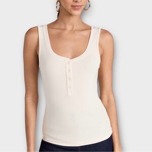 L'AGENCE Kate Henley Ribbed Tank Top in White Women’s Size XS